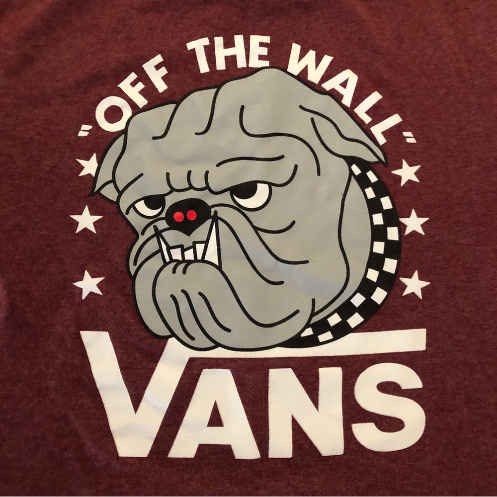 VANS OFF THE WALL Red Short Sleeve Cotton Bulldog T Shirt Mens Small Skate Punk